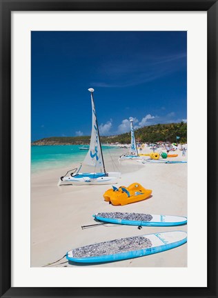 Framed Antigua, Dickenson Bay, beach, sailboats Print