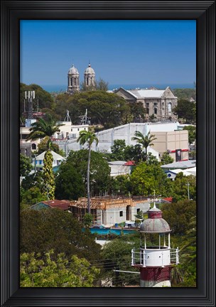 Framed Antigua, St Johns, elevated city view Print