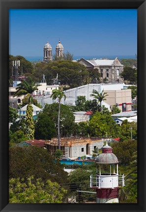 Framed Antigua, St Johns, elevated city view Print