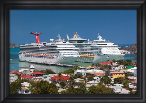 Framed Antigua, St Johns, Heritage Quay, Cruise ship area Print