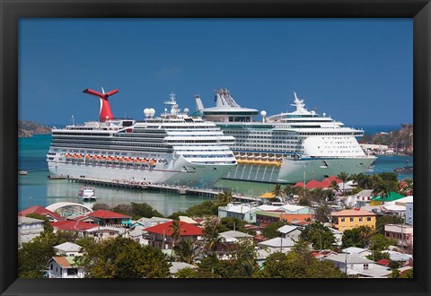 Framed Antigua, St Johns, Heritage Quay, Cruise ship area Print