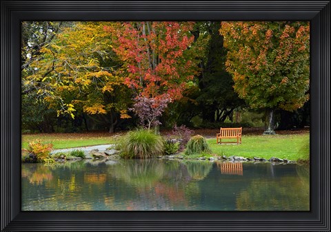 Framed Autumn Color in Hagley Park, Christchurch, Canterbury, New Zealand Print