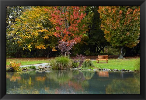 Framed Autumn Color in Hagley Park, Christchurch, Canterbury, New Zealand Print