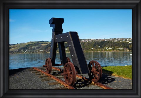 Framed Dog sculpture, Otago Boat Harbor Reserve, Dunedin, Otago, New Zealand Print