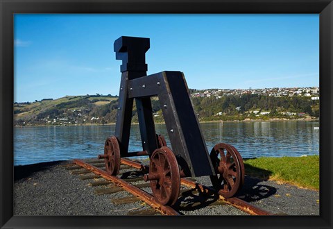 Framed Dog sculpture, Otago Boat Harbor Reserve, Dunedin, Otago, New Zealand Print