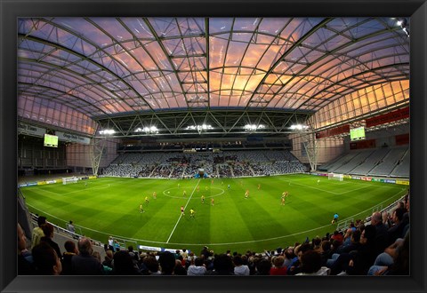 Framed Football game, Forsyth Barr Stadium, Dunedin, South Island, New Zealand - fisheye Print