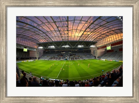 Framed Football game, Forsyth Barr Stadium, Dunedin, South Island, New Zealand - fisheye Print