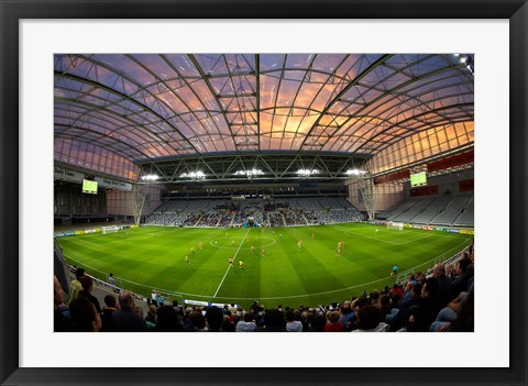 Framed Football game, Forsyth Barr Stadium, Dunedin, South Island, New Zealand - fisheye Print