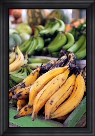 Framed Fresh bananas at the local market in St John&#39;s, Antigua Print