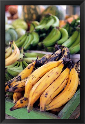 Framed Fresh bananas at the local market in St John&#39;s, Antigua Print