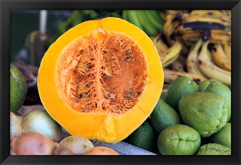 Framed Fresh vegetables and fruits at the local market in St John&#39;s, Antigua Print