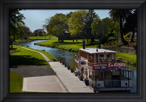 Framed River Queen Paddle Steamer, Taylor River, New Zealand Print