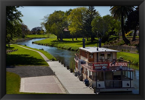 Framed River Queen Paddle Steamer, Taylor River, New Zealand Print