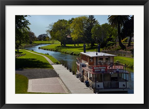 Framed River Queen Paddle Steamer, Taylor River, New Zealand Print