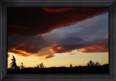 Framed Spectacular sunset over Mossburn, Southland, South Island, New Zealand Print