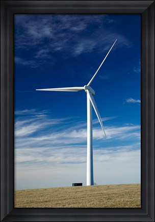 Framed Wind turbine at Mt Stuart wind farm, South Otago, New Zealand Print