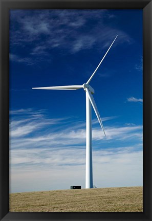 Framed Wind turbine at Mt Stuart wind farm, South Otago, New Zealand Print