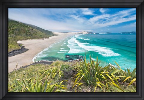Framed New Zealand, North Island, Cape Reinga, Te Werahi Beach Print