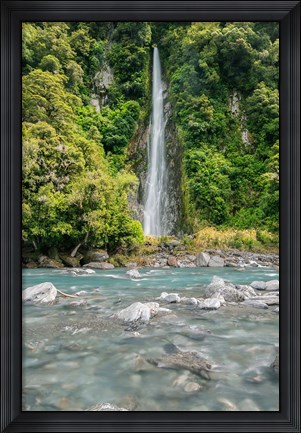Framed New Zealand, South Island, Haast Pass, Thunder Creek Falls Print