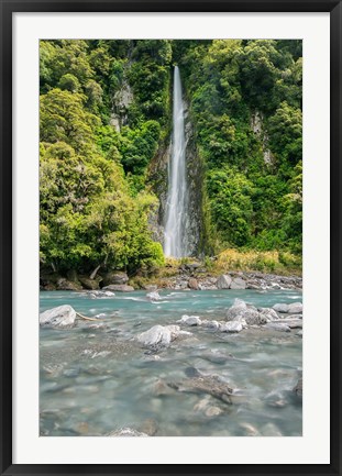 Framed New Zealand, South Island, Haast Pass, Thunder Creek Falls Print