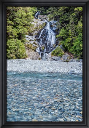 Framed New Zealand, South Island, Mt Aspiring National Park, Fan Tail Falls Print