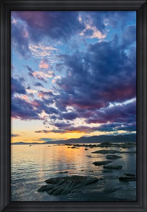 Framed New Zealand, South Island, Kaikoura, South Bay Sunset Print