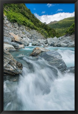 Framed New Zealand, South Island, Mt Aspiring National Park, Haast River Print