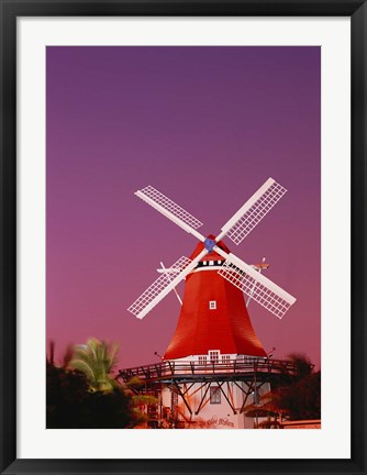 Framed Mill Resort against pink sky, Oranjestad, Aruba Print