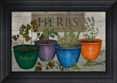 Framed Potted Herbs Print