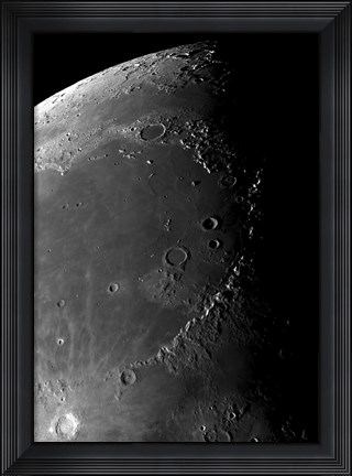 Framed Craters Copernicus, Plato, Eratosthenes, and Archimedes near the Montes Apenninus Mountain Range Print