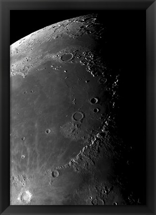 Framed Craters Copernicus, Plato, Eratosthenes, and Archimedes near the Montes Apenninus Mountain Range Print