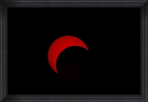 Framed Partial Solar Eclipse (red sun) Print