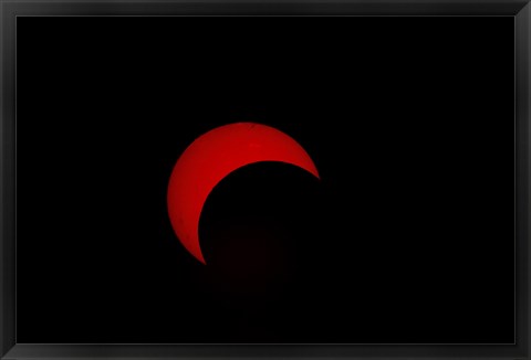 Framed Partial Solar Eclipse (red sun) Print