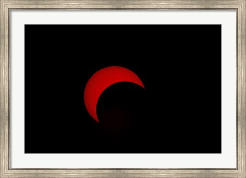Framed Partial Solar Eclipse (red sun) Print