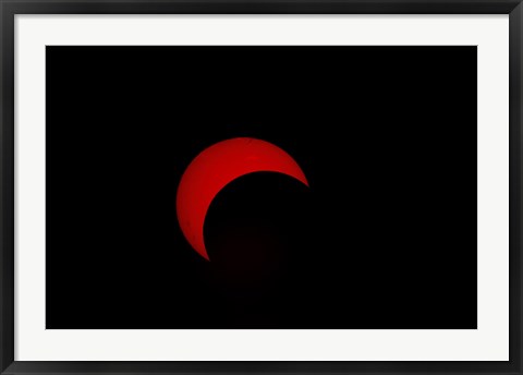 Framed Partial Solar Eclipse (red sun) Print