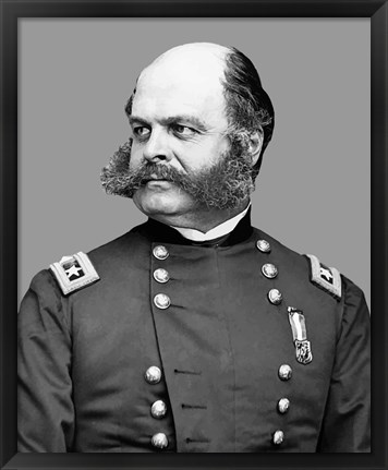 Framed Union Army General Ambrose Everett Burnside Print