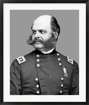 Framed Union Army General Ambrose Everett Burnside Print