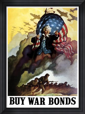 Framed Uncle Sam Urging Troops into Battle Print