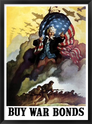 Framed Uncle Sam Urging Troops into Battle Print