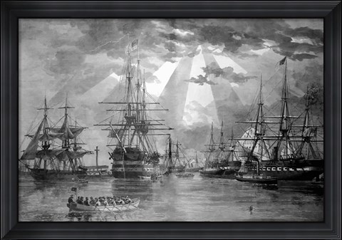 Framed US Naval Ships during the Civil War Print
