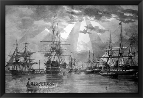 Framed US Naval Ships during the Civil War Print