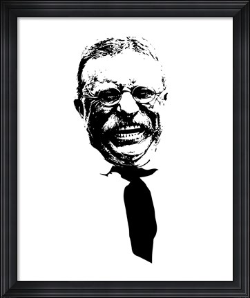 Framed Vector Portrait of Theodore Roosevelt smiling Print