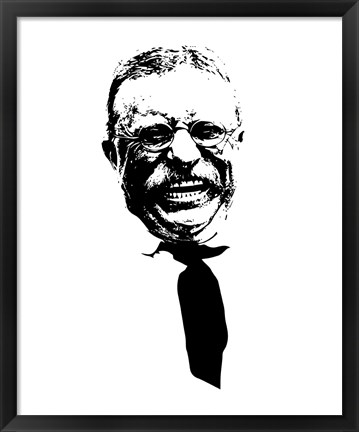 Framed Vector Portrait of Theodore Roosevelt smiling Print