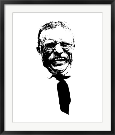 Framed Vector Portrait of Theodore Roosevelt smiling Print