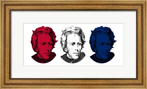 Framed Andrew Jackson in Red, White and Blue Print