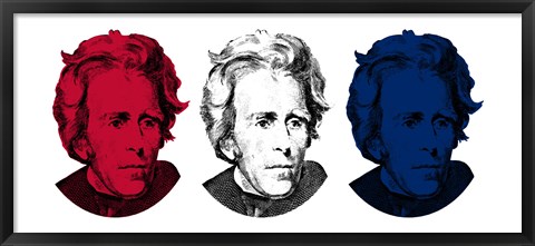 Framed Andrew Jackson in Red, White and Blue Print