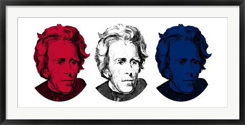 Framed Andrew Jackson in Red, White and Blue Print