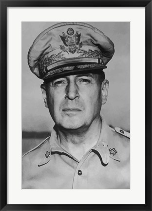 Framed General Douglas MacArthur (close up) Print