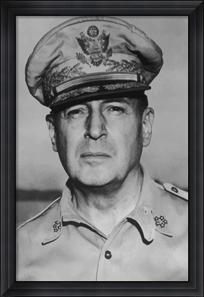 Framed General Douglas MacArthur (close up) Print