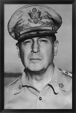 Framed General Douglas MacArthur (close up) Print